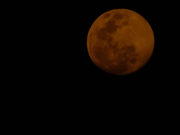 Pleine Lune Rouge Fond Noir — Photo