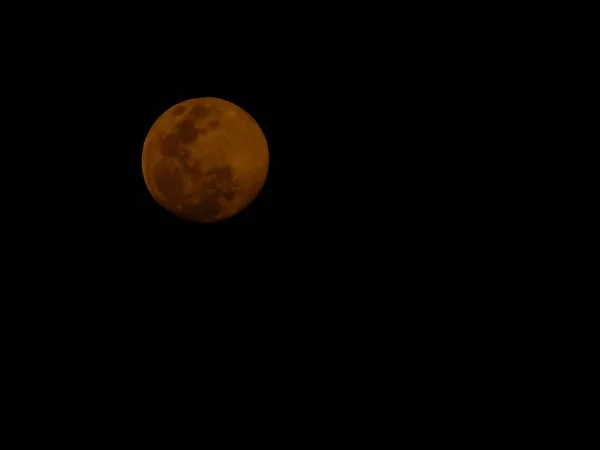 Lune Sang Concept Une Pleine Lune Rouge Contre Ciel Noir — Photo