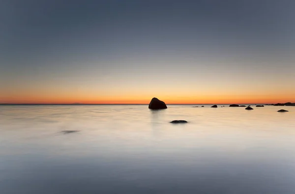 Puesta Sol Sobre Mar Báltico Sur Suecia — Foto de Stock