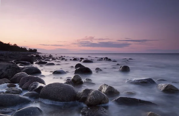 Schöner Sonnenuntergang Über Einem Ruhigen Ozean Süden Schwedens Skandinavien — Stockfoto