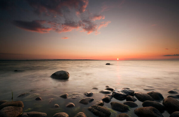 Beautiful sunset from the southern of sweden in summertime