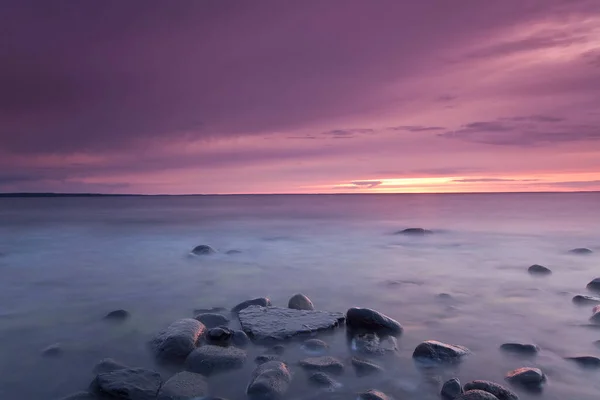 Puesta Sol Sobre Mar Báltico Sur Suecia — Foto de Stock