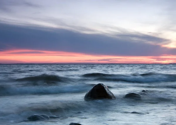 Sonnenuntergang Über Der Ostsee Mit Langzeitbelichtung Fotografiert — Stockfoto