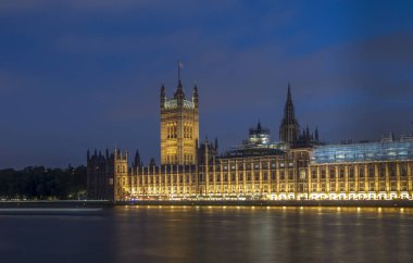 Westminster Palace Londra uzun pozlama mavi saat çekim