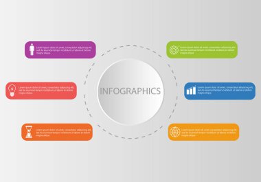 Infographic altı seçenekleri vektör illüstrasyon.