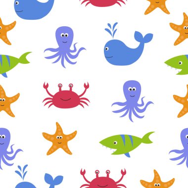 Bir deniz kreş teması vektör dikişsiz doku.