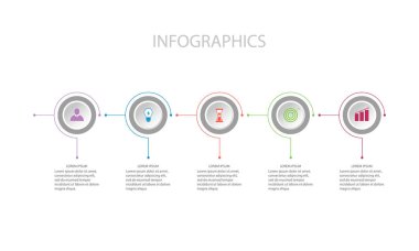 Beş infographics seçenekleri vektör illüstrasyon.