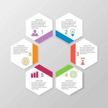 Altı infographics seçenekleri vektör illüstrasyon.