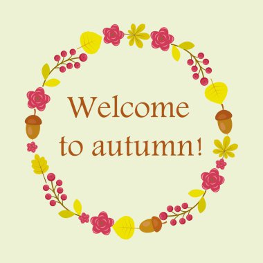 Sonbahar temasında vektör kartpostal çerçevesi.