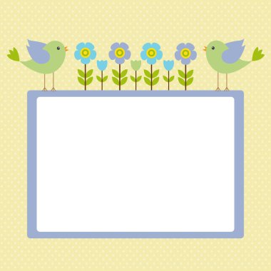 İlkbahar-yaz temasında vektör kartpostal çerçevesi.