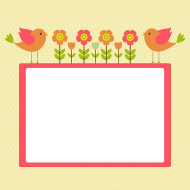 İlkbahar-yaz temasında vektör kartpostal çerçevesi.