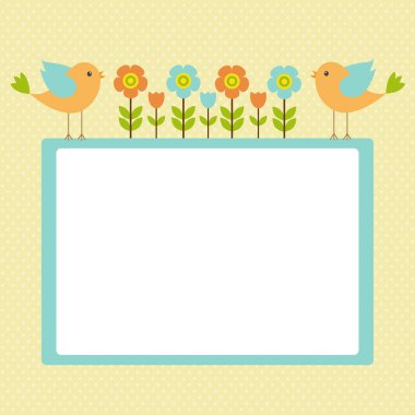 İlkbahar-yaz temasında vektör kartpostal çerçevesi