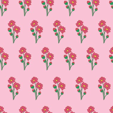 Tomurcukları ile çiçek çiçek buketleri Vektör dikişsiz doku