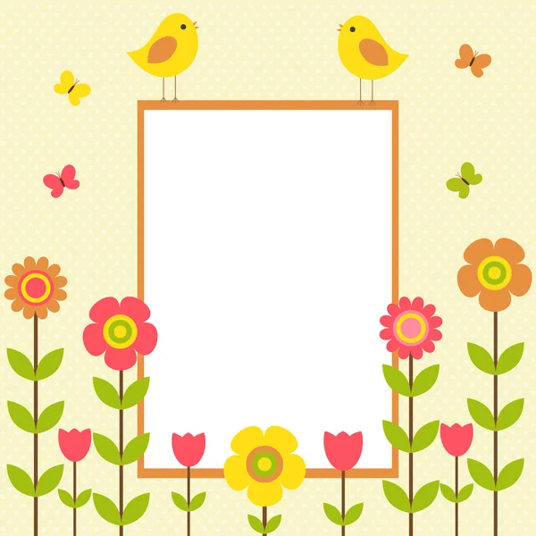 Vector postcard frame on the spring-summer theme. — Stock Vector