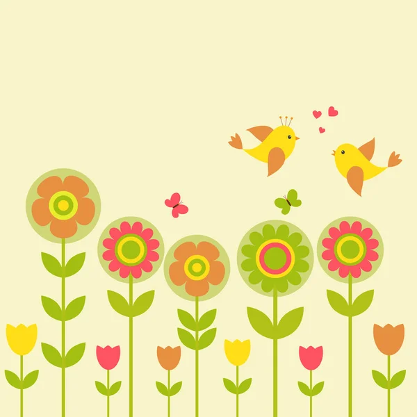 İlkbahar-yaz temasında vektör kartpostal çerçevesi. 