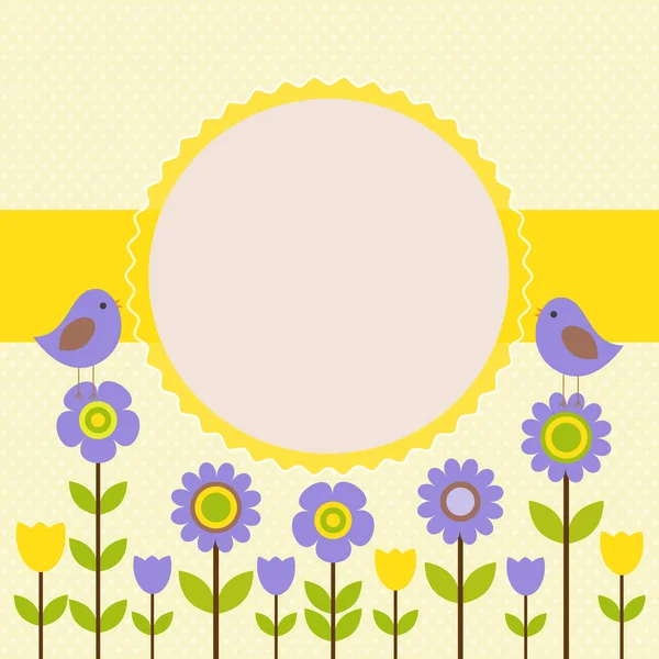 İlkbahar-yaz temasında vektör kartpostal çerçevesi