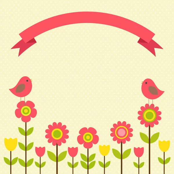 Marco de postal vectorial en el tema primavera-verano . — Vector de stock