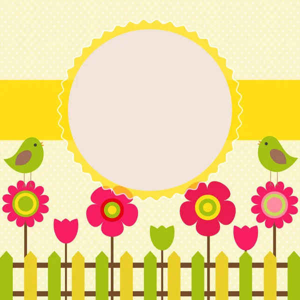 İlkbahar-yaz temasında vektör kartpostal çerçevesi