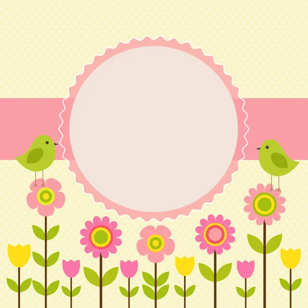 İlkbahar-yaz temasında vektör kartpostal çerçevesi