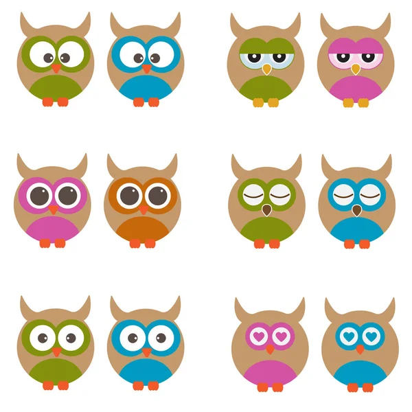 Set of vector owls. Stock Vector