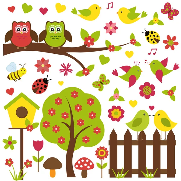 Vector set of spring theme. — Stock Vector