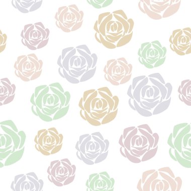 Farklı tonlarda nazik güller ile vektör dikişsiz desen