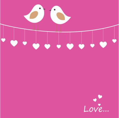 Aşk kuşları ile Sevgililer Günü konulu Vektör tatil illüstrasyon