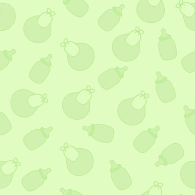 Çocuk şişeleri ve önlükleri ile vektör dikişsiz doku