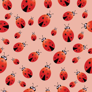 Farklı boyutlarda uğur böcekleri vektör dikişsiz doku