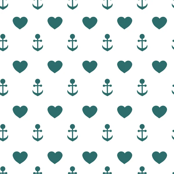 Çapaların ve kalplerin vektör dikişsiz dokusu