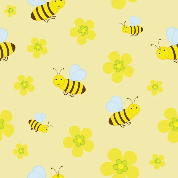 Wektorowa bezszwowa tekstura pszczół dziecięcych latających — Wektor stockowy
