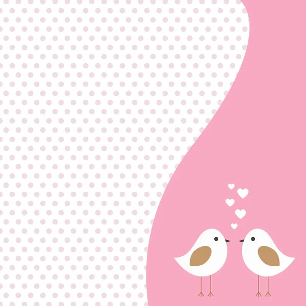 Vektor-Etikett, eine Karte mit einem Paar Liebesvögel in rosa — Stockvektor