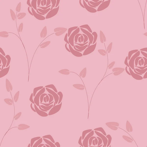 Texture vectorielle sans couture avec feuilles de rose — Image vectorielle