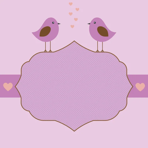 Vektör, etiket, kuşlar ile nazik mor tonlarda çerçeve