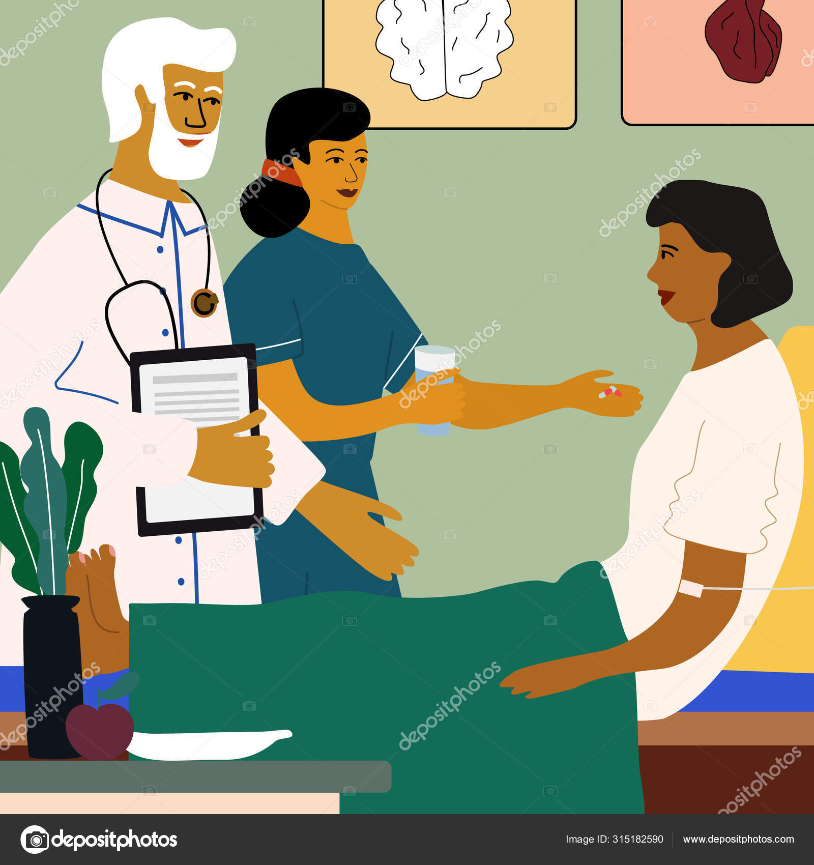Ilustração colorida de desenho animado de enfermeira