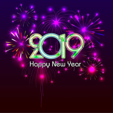 Mutlu yeni yıl 2019 ve tatil kavramı için görüntülenen havai fişek