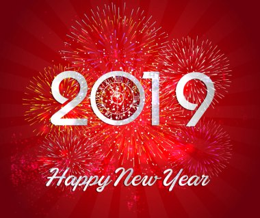 Mutlu yeni yıl 2019 ve tatil kavramı için görüntülenen havai fişek