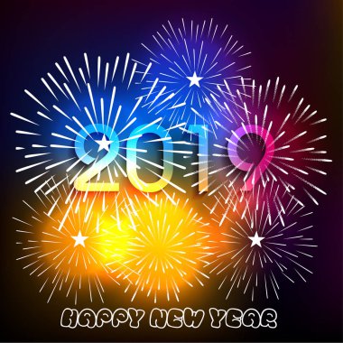 Mutlu yeni yıl 2019 ve tatil kavramı için görüntülenen havai fişek