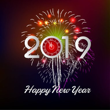 Mutlu yeni yıl 2019 ve tatil kavramı için görüntülenen havai fişek