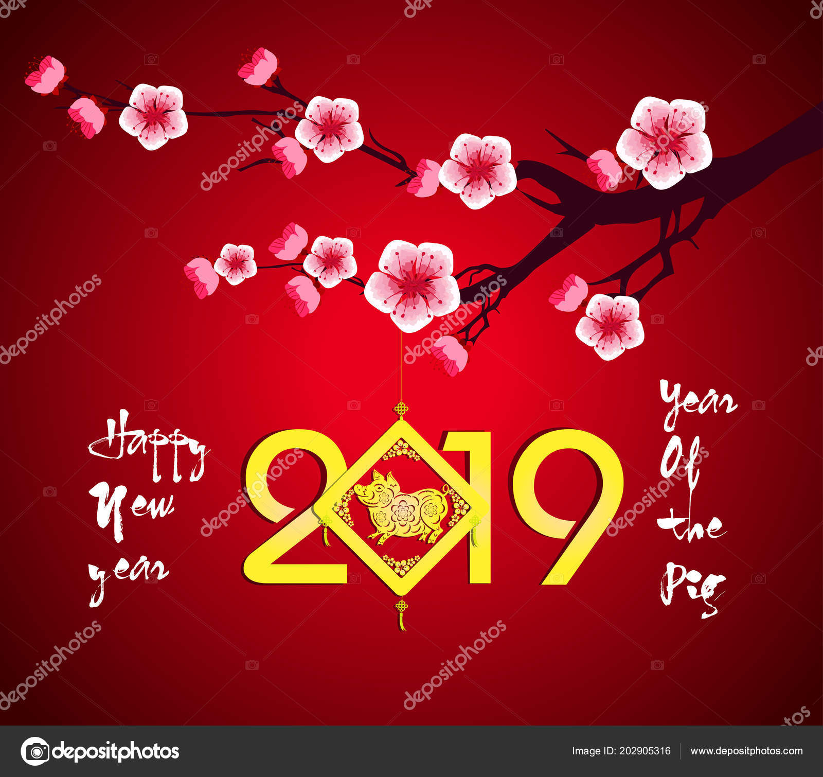 Happy Chinese New Year 19 Year Pig Lunar New Year Stock Vector C Tieulong Happy Chinese New Year 19 Year Pig Lunar New Year Stock Vector C Tieulong
