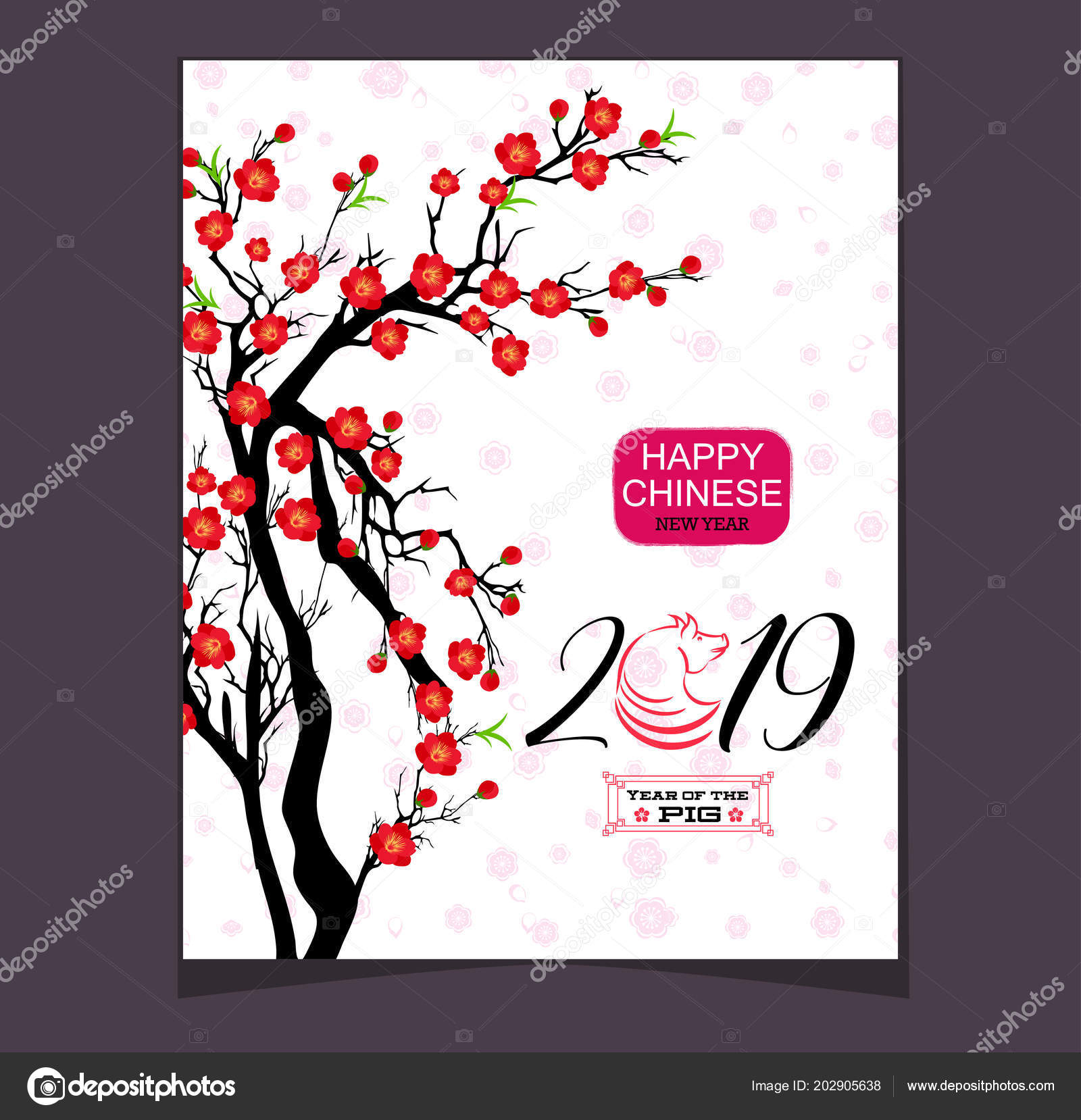 Happy Chinese New Year 19 Year Pig Lunar New Year Vector Image By C Tieulong Vector Stock