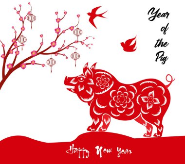 Mutlu çene yeni yıl 2019 yıl domuz. Ay yeni yıl