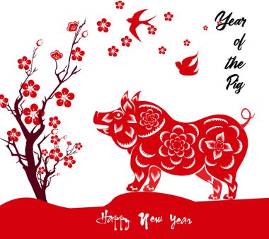 Mutlu çene yeni yıl 2019 yıl domuz. Ay yeni yıl