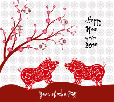 Mutlu çene yeni yıl 2019 yıl domuz. Ay yeni yıl