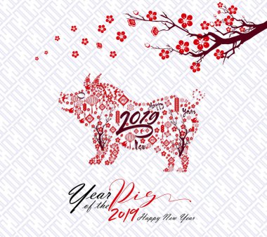 Mutlu çene yeni yıl 2019 yıl domuz. Ay yeni yıl