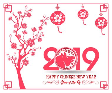 Mutlu çene yeni yıl 2019 yıl domuz. Ay yeni yıl