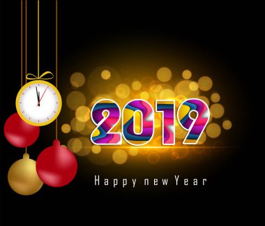 2019 mutlu yeni yıl tebrik kartı. Vektör tasarım şablonu.