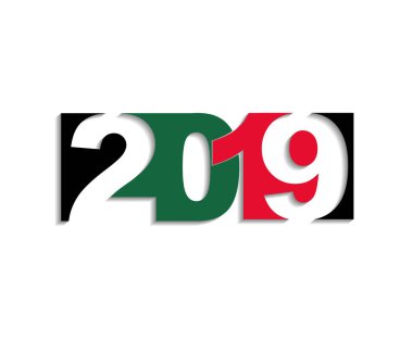 2019 mutlu yeni yıl tebrik kartı. Vektör tasarım şablonu.