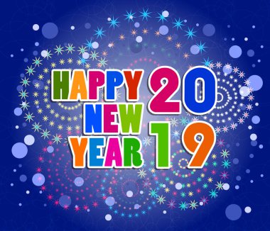 2019 mutlu yeni yıl tebrik kartı. Vektör tasarım şablonu.