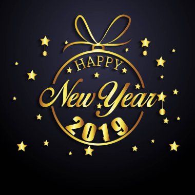 2019 mutlu yeni yıl tebrik kartı. Vektör tasarım şablonu.